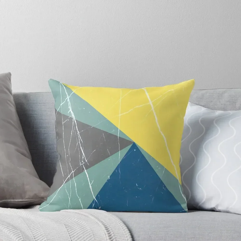 

Abstract Pattern Triangles Blue / Yellow / Gray / Turquoise Throw Pillow Pillows Aesthetic Cushions For Sofa pillow