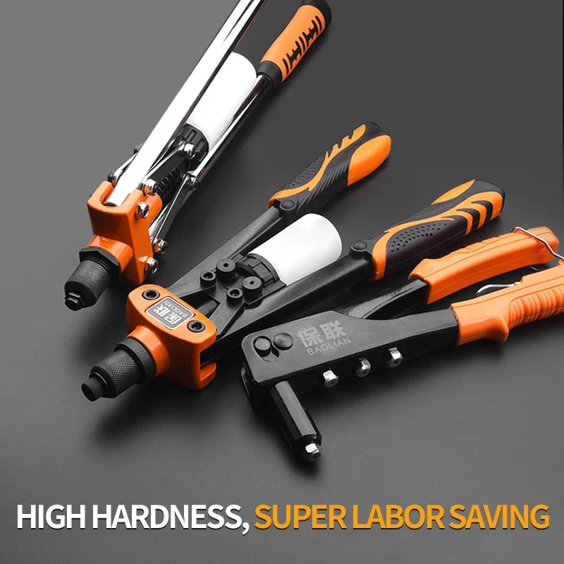 50pcs Rivet Nut and Hand Riveter Set Professional Manual Rivet Gun Tool For Home Repair Double Insert Manual Riveter Rivet Tool