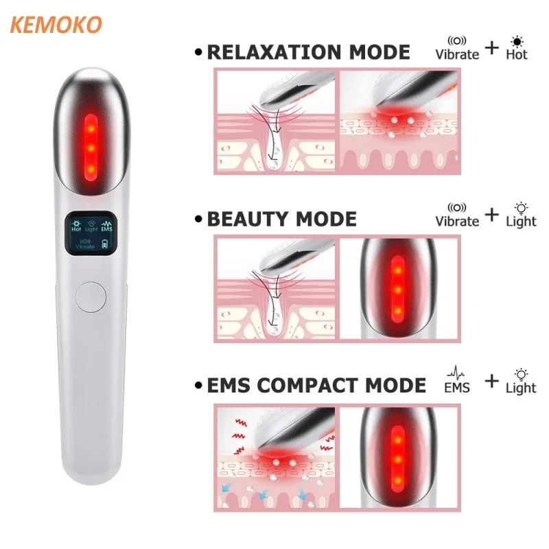 العين الوجه مدلك الاهتزاز ساخنة تدليك الوجه عصا القلم الهالات السوداء الانتفاخ المضادة للتجاعيد أداة العناية بالبشرة رفع الجمال