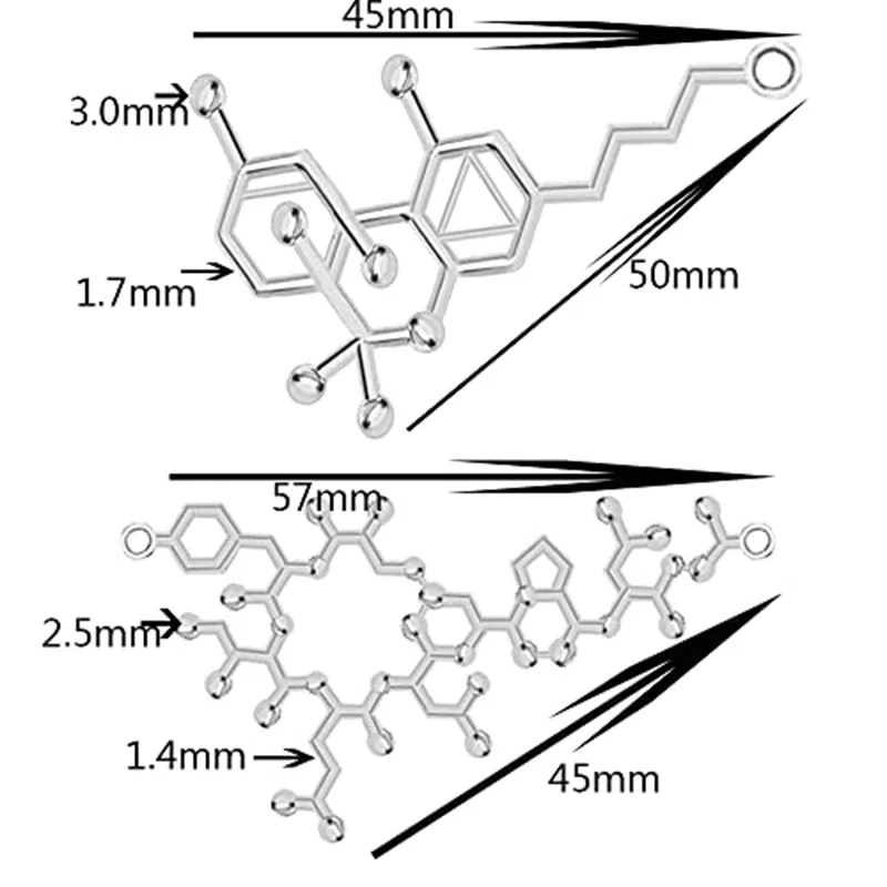 Dopamine/Serotonin/Caffeine/Oxytocin Molecule Necklace  Women Science Chemistry Charms Making For Pendant Jewelry Accessories