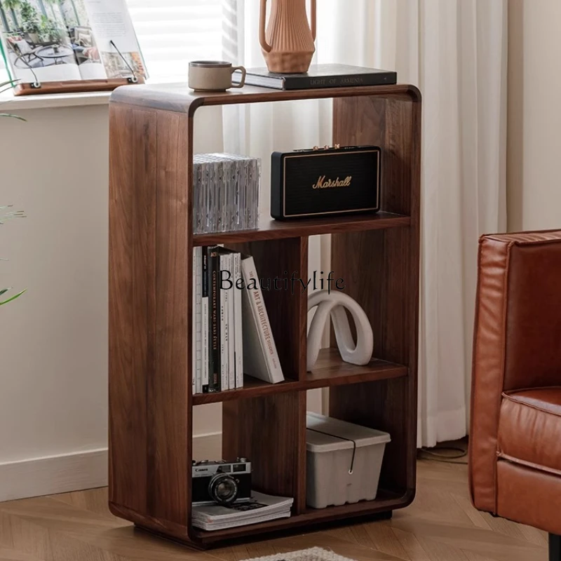 

2North American Black Walnut Solid Wood Bookcase Locker Shelf Sofa Side Cabinet