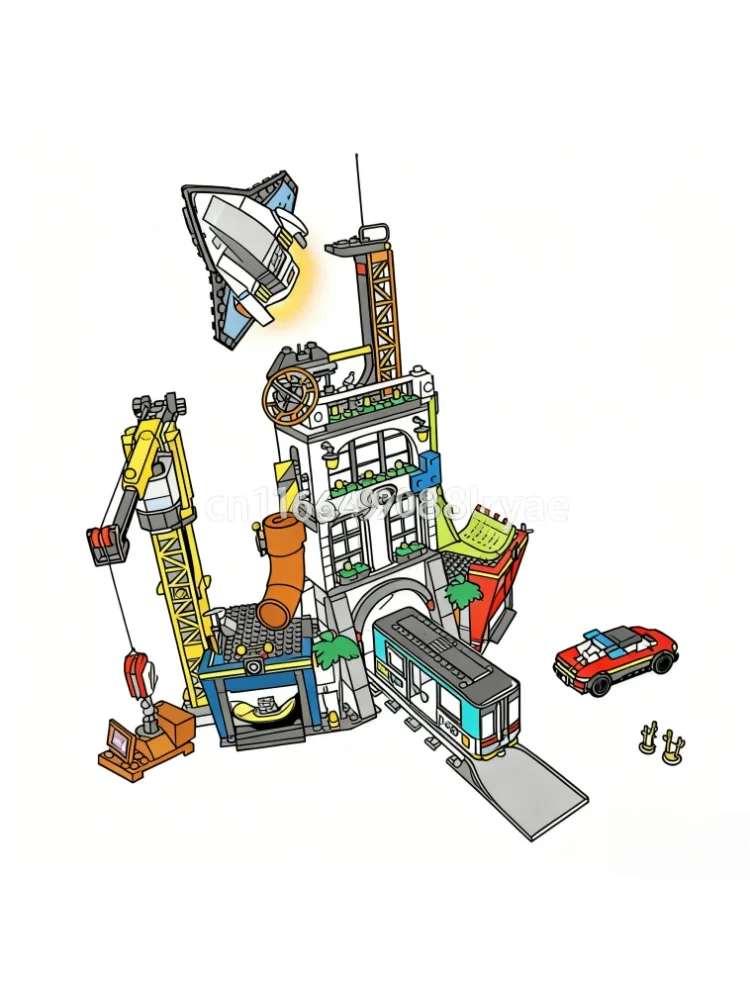 

1941 pieces of modern city tower integrated command center city building block model assembly toy Christmas birthday gift