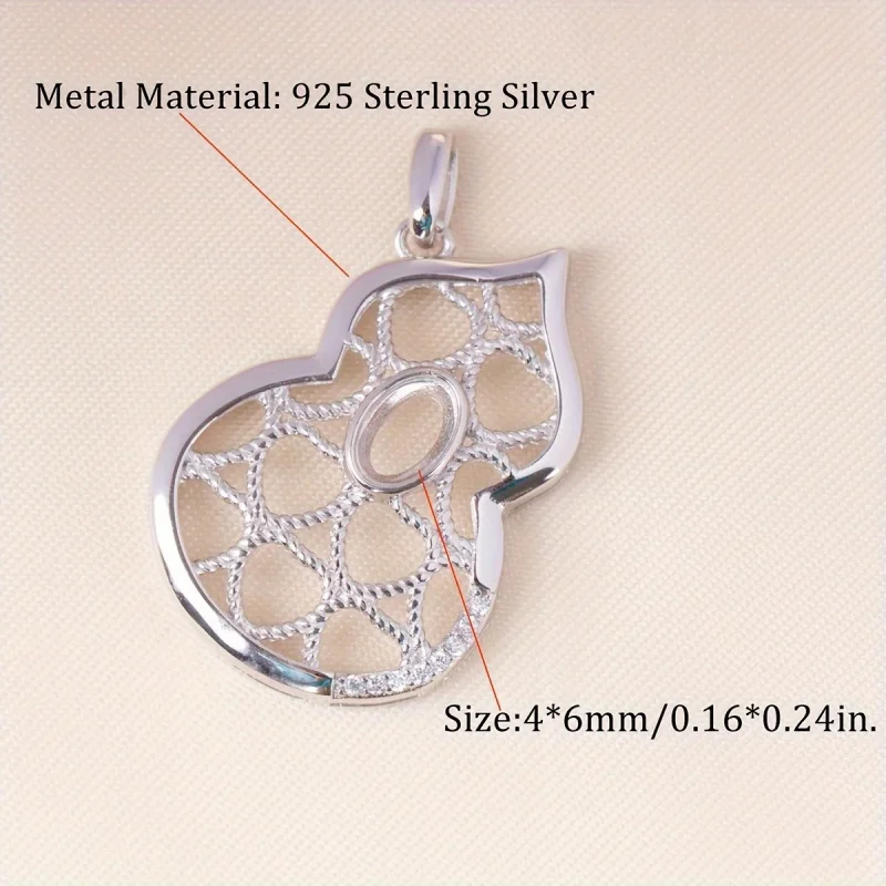 1pc 4*6mm S925 Sterling Silver Pendant, Exquisite Gourd Design, Suitable For DIY Handcrafted Jewelry Making With Oval Gemstones