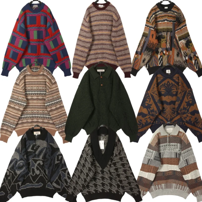 

Винтажный шерстяной свитер свободного покроя, цветной топ с тотемом, осень-зима, свободный трикотаж, женский модный премиум-класс