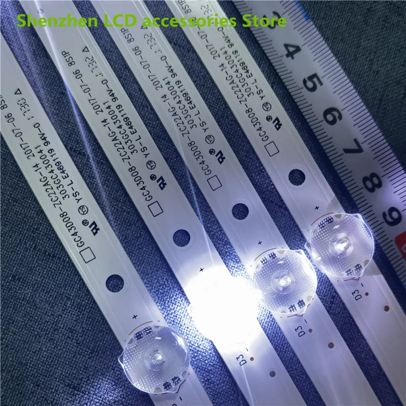 8 lamp for GC43D08-ZC22AG-17 15 23 13 303GC430044 303GC430043 un43j5200af un43j5202   857MM   43inch use  aluminium 100%new  3v