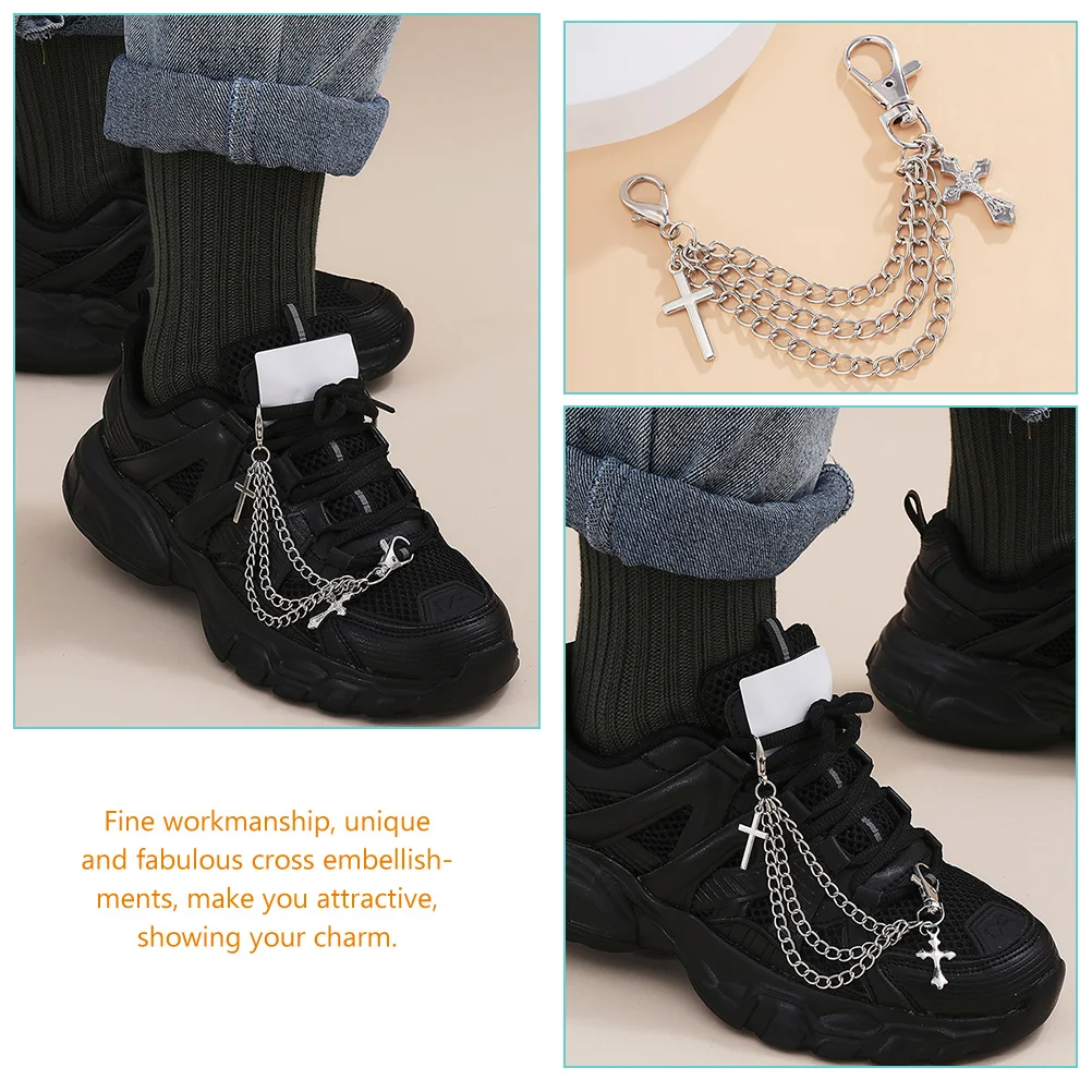 

2Pcs Three dimensional Cross Shoe Chain Alloy Charms for Sneakers Boots Retro Creative Personalized Decorations Accessories Shoe