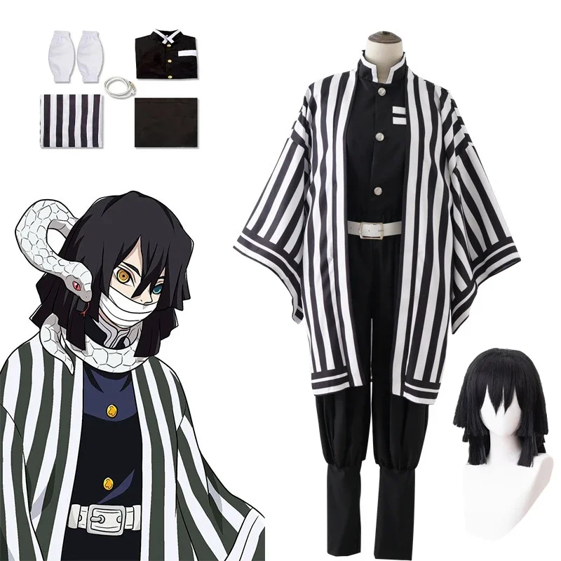 

Anime Iguro Obanai Kimetsu No Yaiba Tanjirou White Snake Wig Adult Kimono Halloween Party Cosplay Costumes