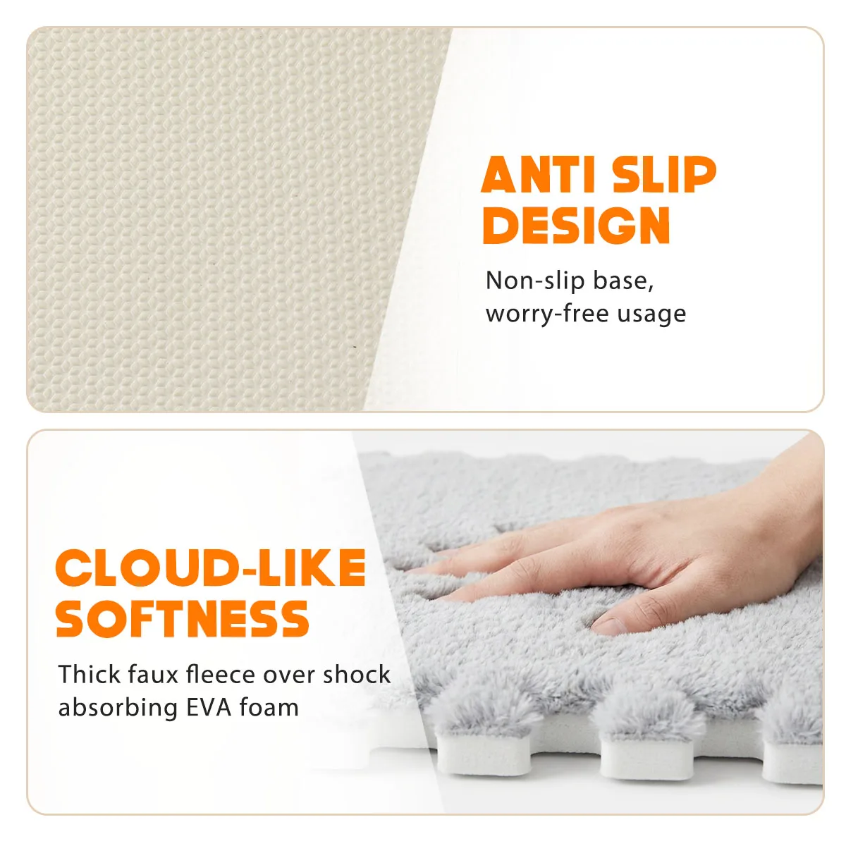 Soft Fuzzy Interlocking Foam Play Mat, 30x30cm Plush Puzzle Floor Tiles, 1cm Thick Washable Noise Reduction Non Slip Rug Tiles for Kids Playroom Bedroom Apartment Pet Area view 4