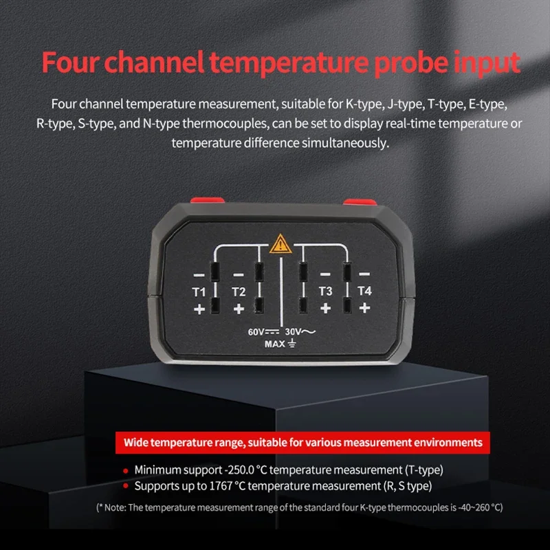 UNI-TUT325F  4 Channel Digital Thermometer J/T/E/R/S/N/K Type Thermocouple Temperature Meter High Precision Bluetooth