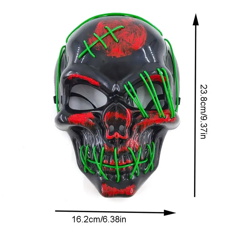 Nightclub Halloween Skull Glowing Mask PP Cold Light Full Face Mask Eye Mask Headwear Costume Props Cosplay