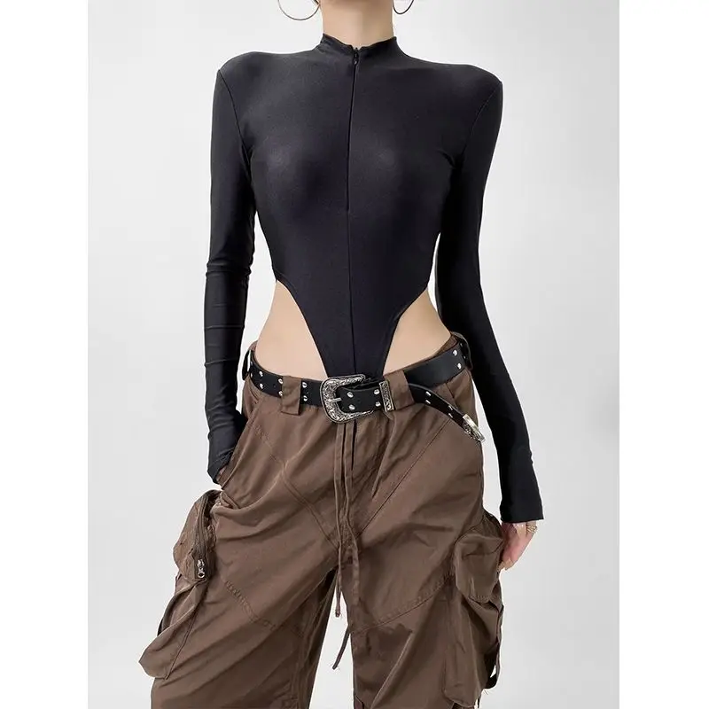 Spring and Summer Fashion New Women's Elegant Tight Fitting Jumpsuit Streethead Style Sexy Long Sleeved T-shirt Jumpsuit
