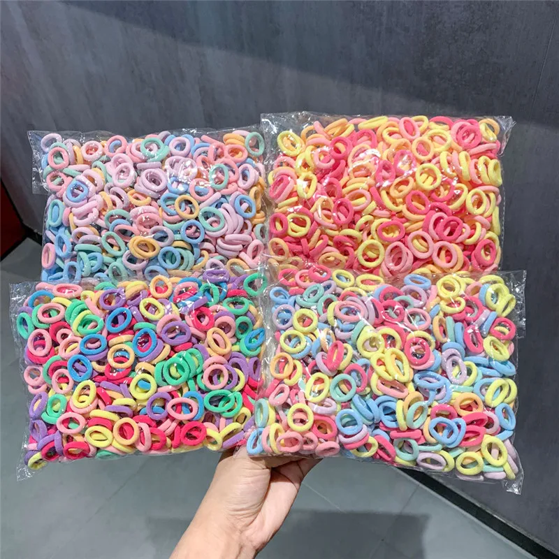 

500 шт. разноцветных эластичных резинок для волос для девочек, резинки для хвоста, резинки-скранчи, аксессуары для волос для девочек