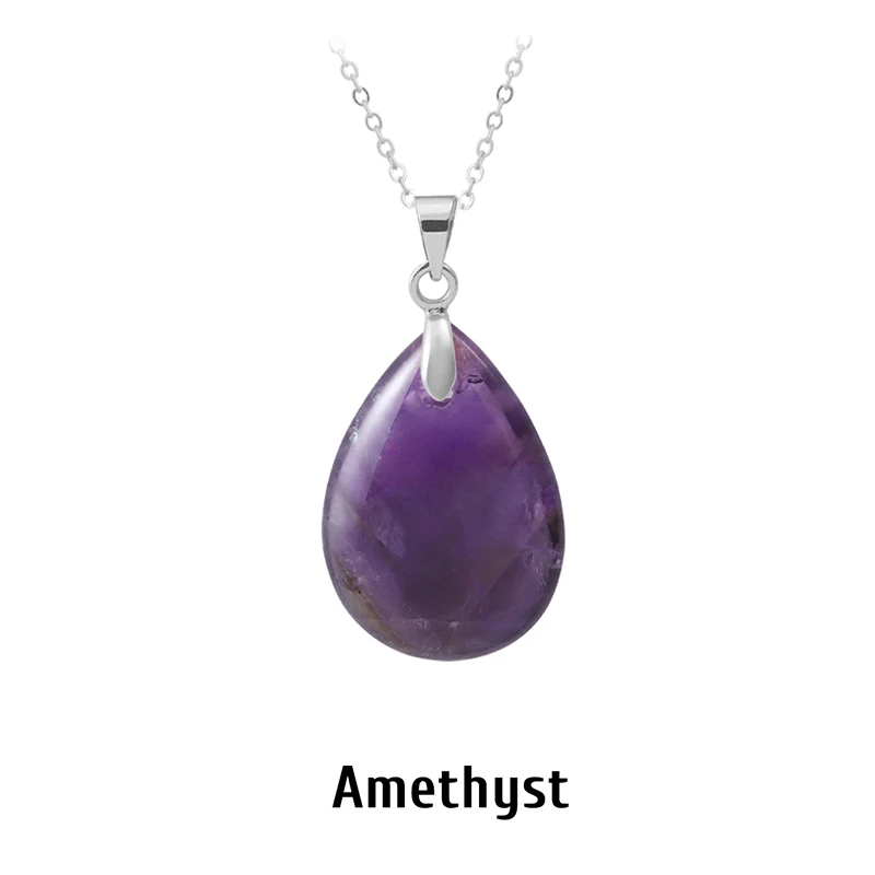 Neue Modische Naturstein-Kristall-Anhänger Tropfenförmiger Einfacher Anhänger Halskette Ohrringe Schmuckherstellung Mit Kette Collier – Detail 23