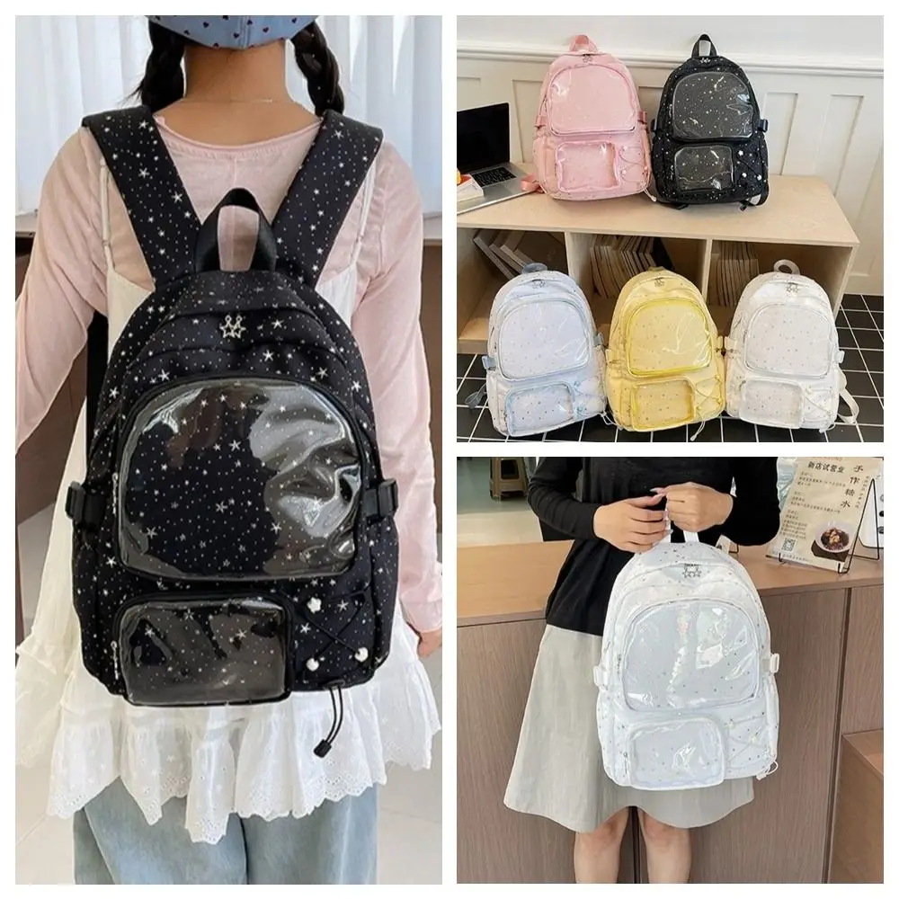 Cute Oxford Cloth Star Backpack Print Jk Students School Bag College Style Large Capacity Transparent Itabag Daily
