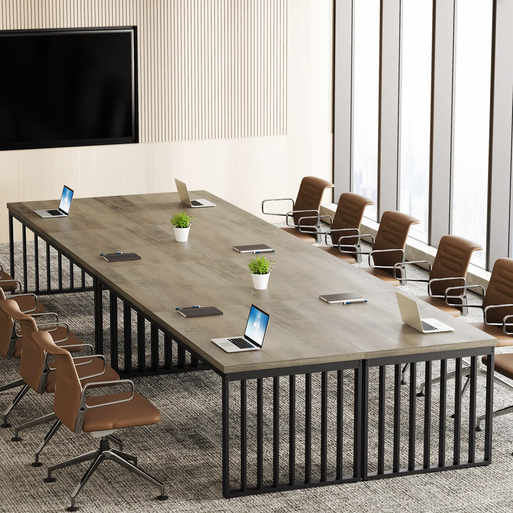 

Tribesigns For 6-8 People Adjustable Conference Tables Contemporary Conference Table Eco-friendly Conference Tables