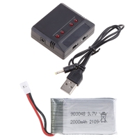 3.7V 2000mAh Lipo Battery 903048 Li-ion Battery/Charger RC Quadcopter Accessory Repair Spare Part for KY601S H11D H11C RC W3JD