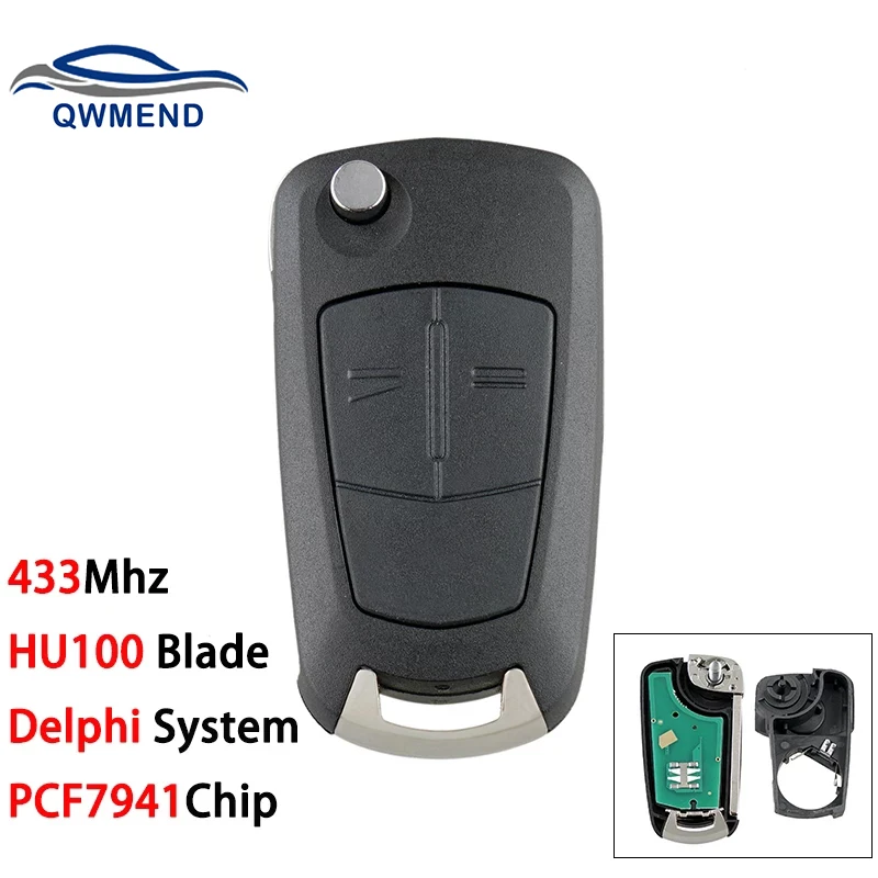 

For Opel Key Delphi System Car Remote Key for Opel/Vauxhall Opel Corsa D 2007-2012, Meriva B 2010-2013 HU100 Blade Car Key