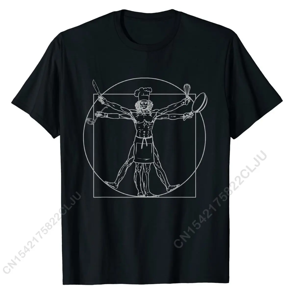 Chef Shirt Vitruvian Man Da Vinci Funny Cooking Tee Gift T-Shirt Cotton Male T Shirt Casual Tops Shirts Slim Fit Design