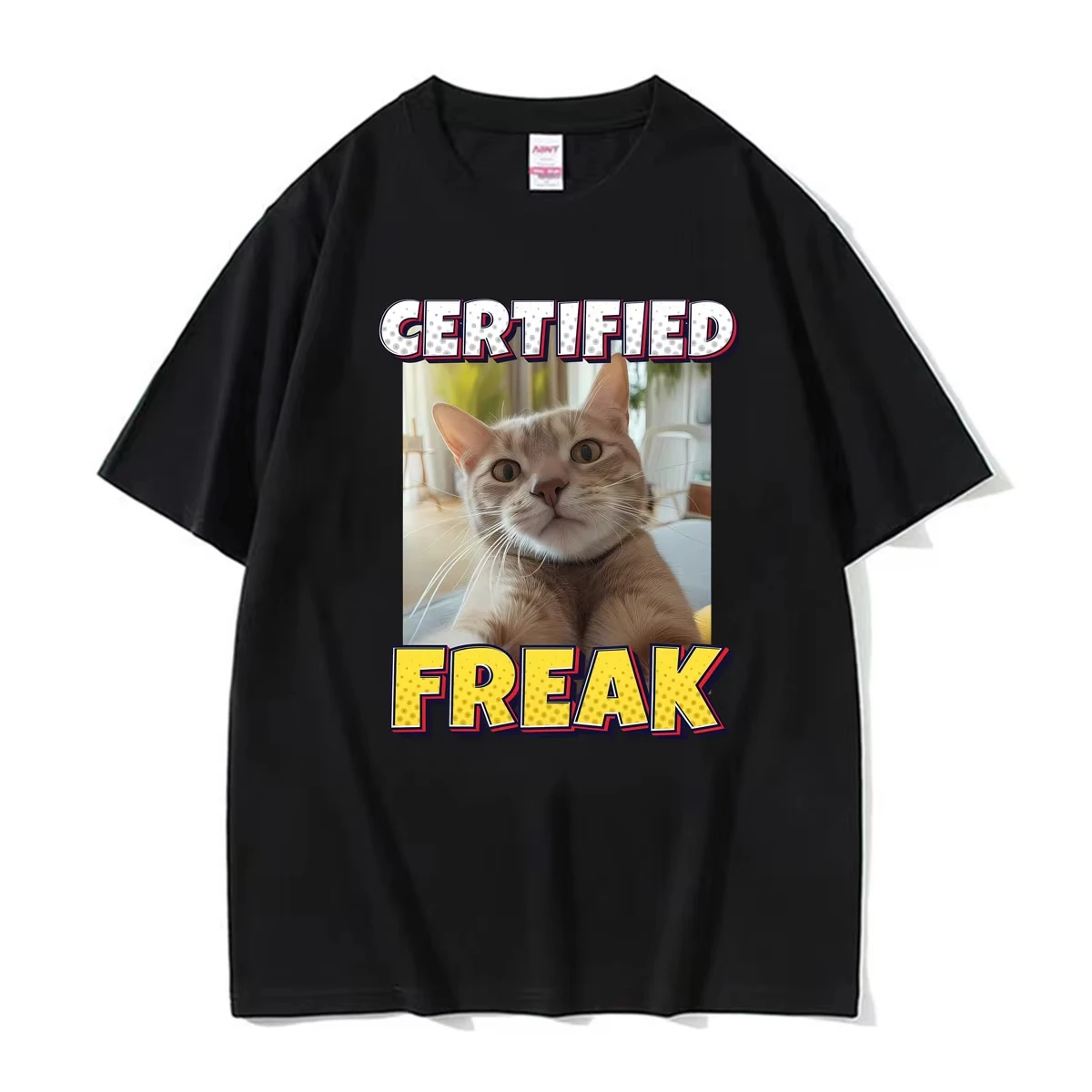 Cat Meme Certified Freak EatCement Cursed Cat Funny T-shirts Men Women Fashion Retro Classic T Shirts Casual T-shirt