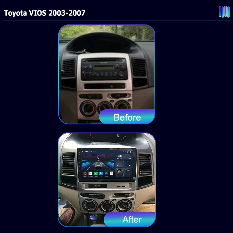AI VOICE roadivox Android car radio for Toyota VIOS 2003 2007 stereo GPS Navigation video Multimedia Player tape recorder