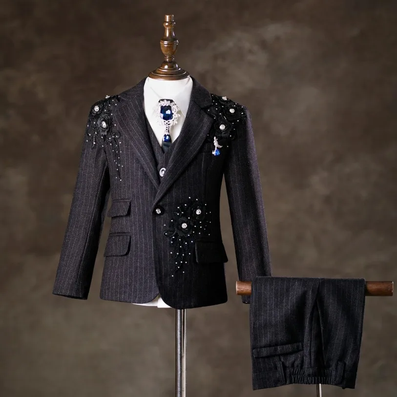 

6PCS Children's Suits Wedding Birthday Party Piano Performance Costume Easter Eid Boys Host Blazer Sets A4795