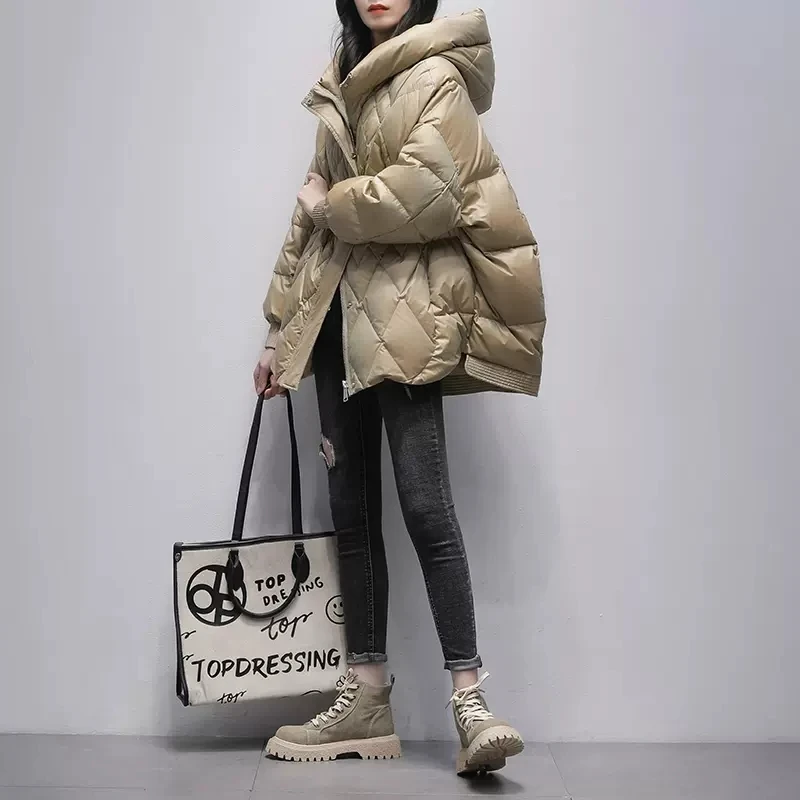 Oversized 90% white duck down Jacket Women\'s 2024 Winter new Korean Hooded Thicken  Down Coat Female Casual Snow Parka Outwear