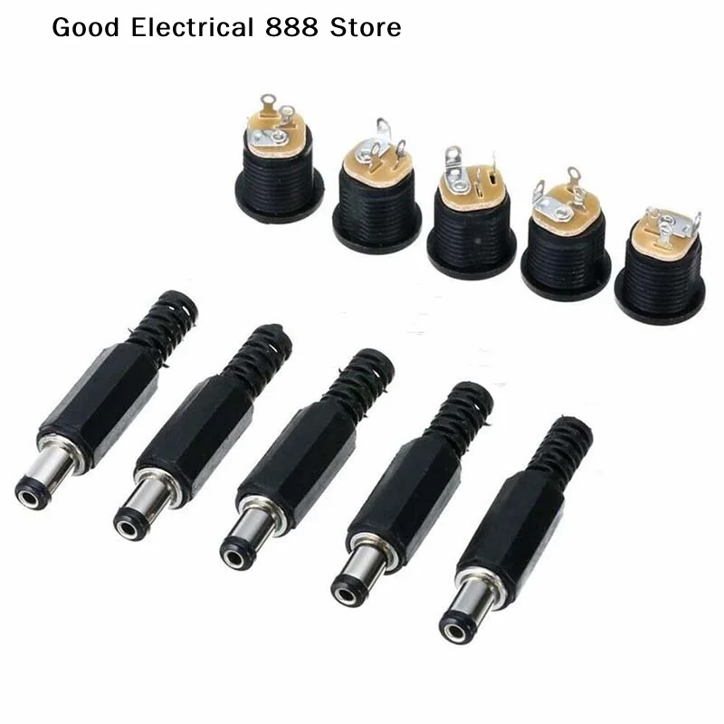 【GE】1 Set 10 Pair 12V 3A Male Plug + Female Socket Panel Mount Jack DC Connector Kit