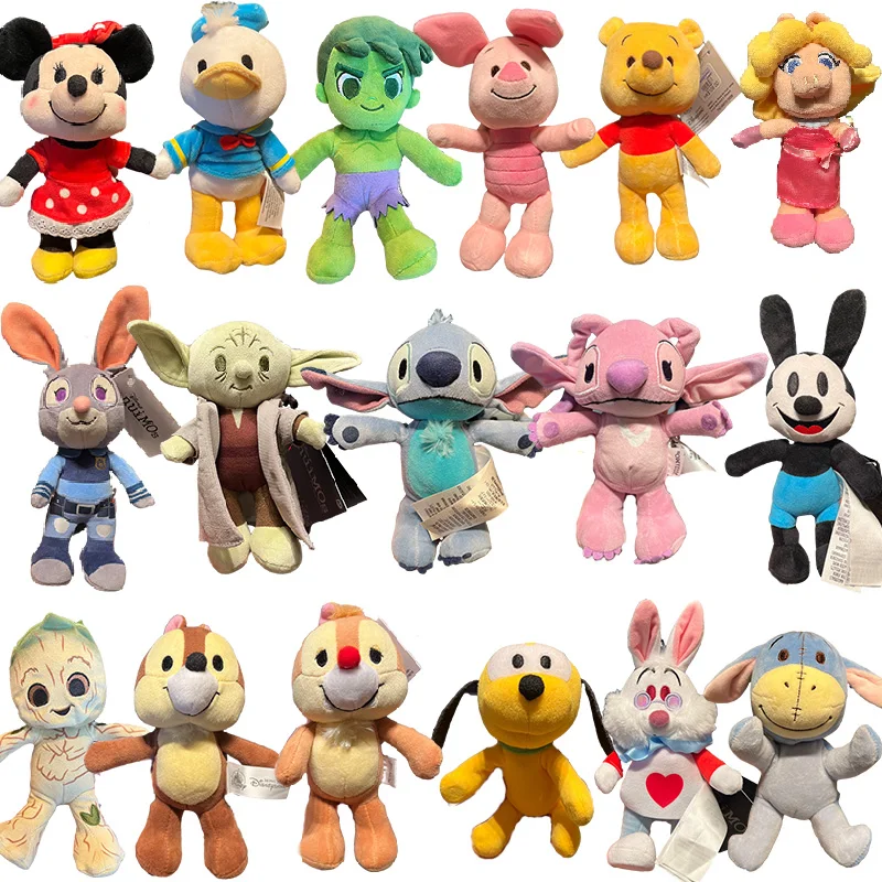 Disney Land Nuimos Skeleton Body Stylable Plush Doll Winnie Stitch Elsa Dress Up Doll Princess Minnie Juda Stitch Plush Toy