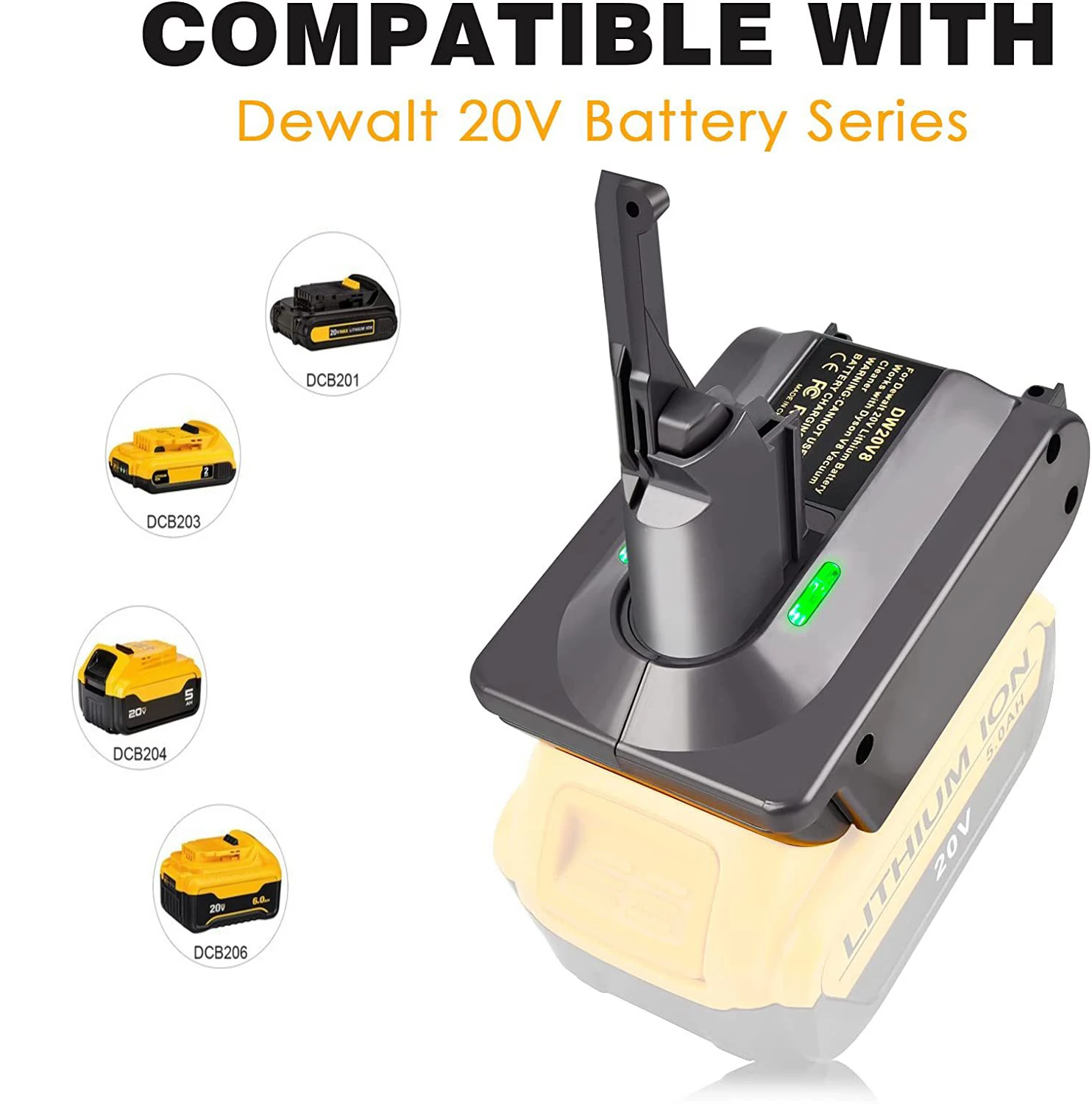 Convertitore batteria al litio Dewalt 18V 20V per strumento aspirapolvere serie Dyson V6 V7 V8