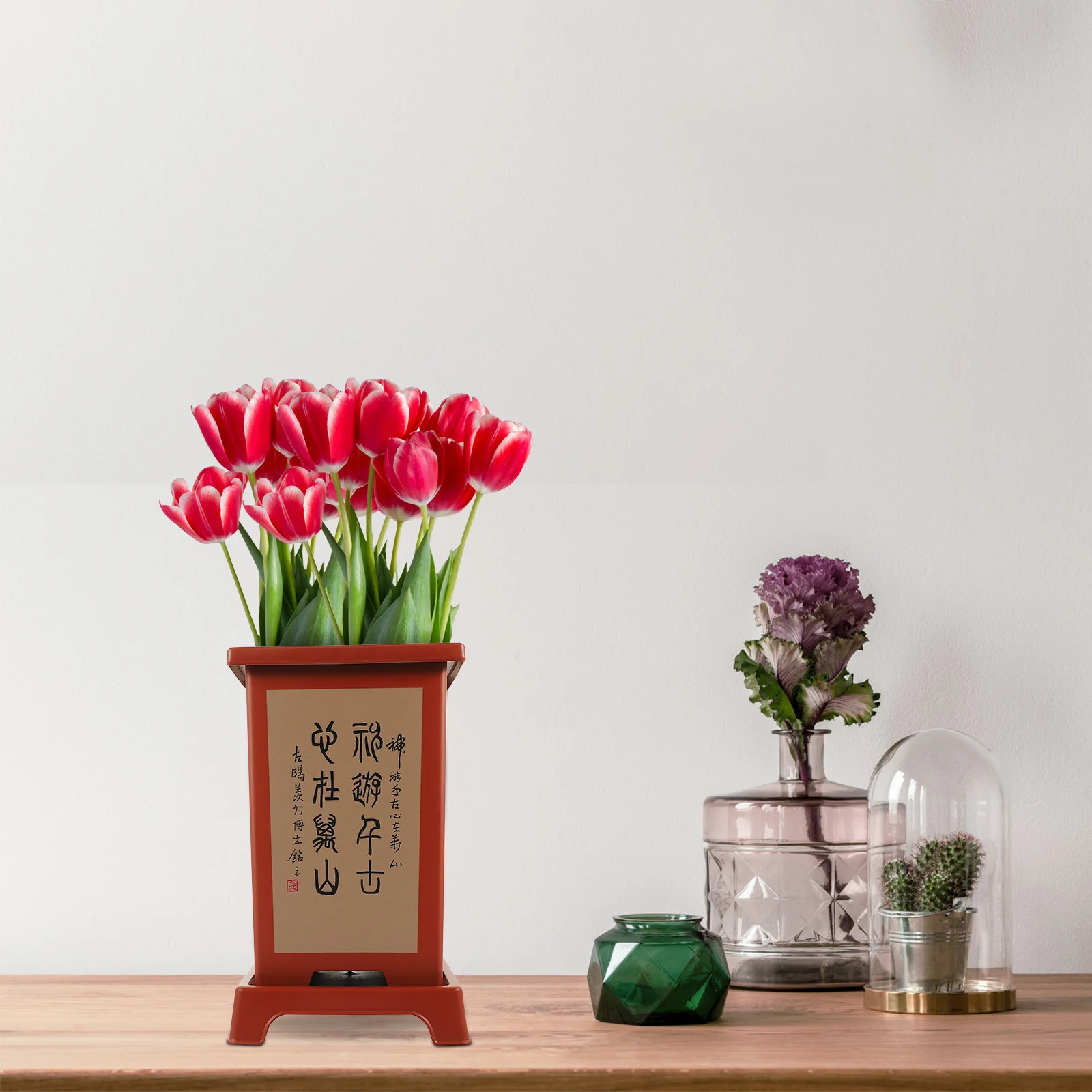 

Orchid Plant Pot Plastic Nursery Planter Flower Container with Drainage Holes Base Saucer for Indoor Plants Orchid Pot