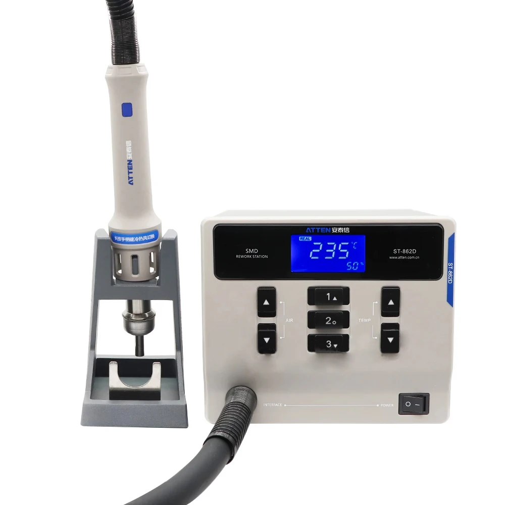 ATTEN St-862D 110V / 220V 1000W Hot Air Gun Digital Display BGA Rework Station Automatic Sleep Repair Desoldering Station