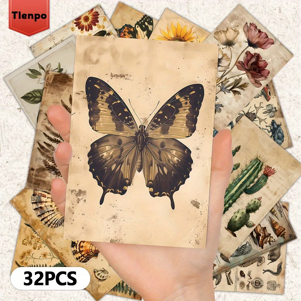 32pcs flower and plant themed postcards, vintage collection, bedroom decoration cards, gifts for friends and family