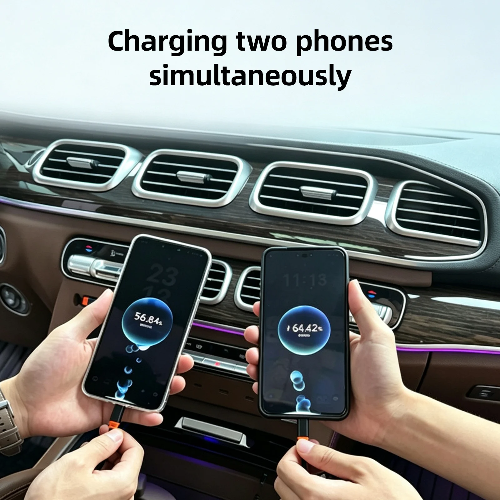For Mercedes-Benz GLE GLS 2020 2021 2022 2023 2024 2025 2026 Type-C/Lightning Car Charger USB Hub Docking Station LHD Auto Parts