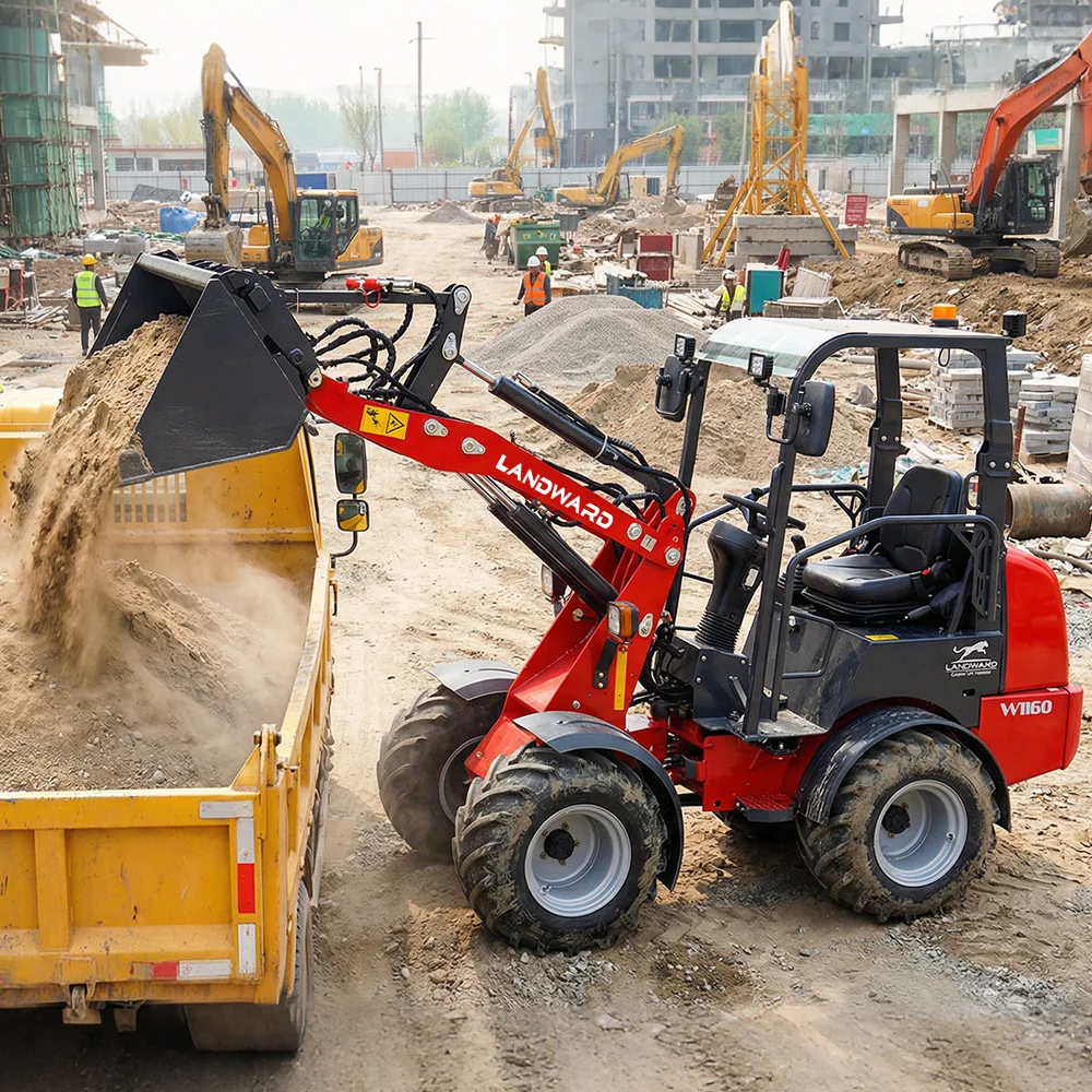 Hot Sale Kubota Engine Diesel Loader Construction Loading Machinery All Terrain Small 4WD Wheeled Loader CE Wholesale Customized