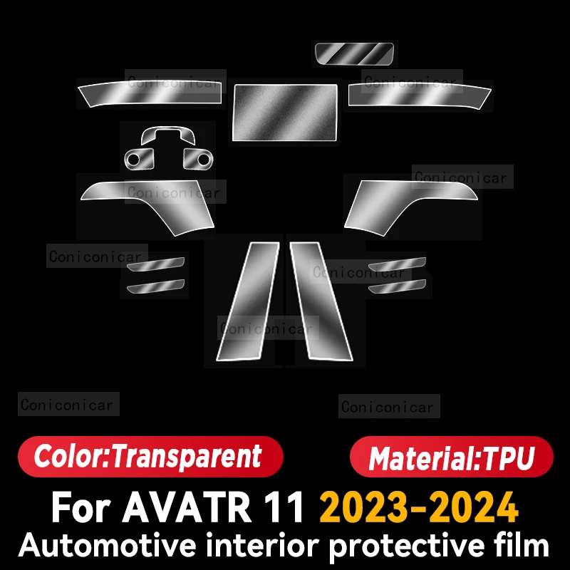 For AVATR 11 2023 2024 Car Interior Center Console Screen Protective Film Anti-scratch Repair film Sticker Accessories