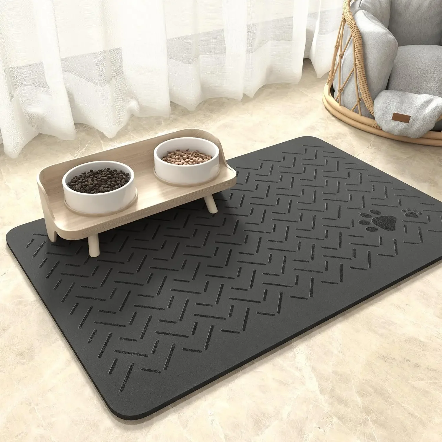 

Absorbent Pet Feeding Mat-No Stains Quick Dry Dog Mat for Food and Water Bowl-Rubber Backing Dog Food Mat for Messy Drinkers