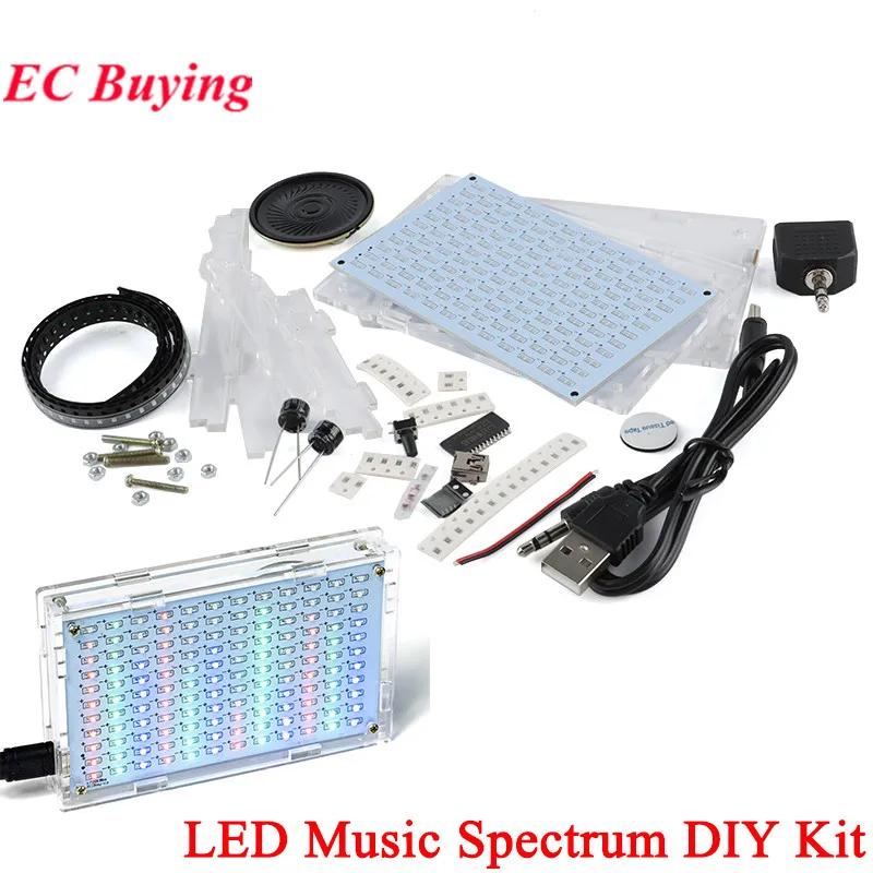 DIY LED Music Spectrum Electronic Kit Audio Sound Frequency Display PCB Soldering Project Practice Solder Diy Electronic Kits