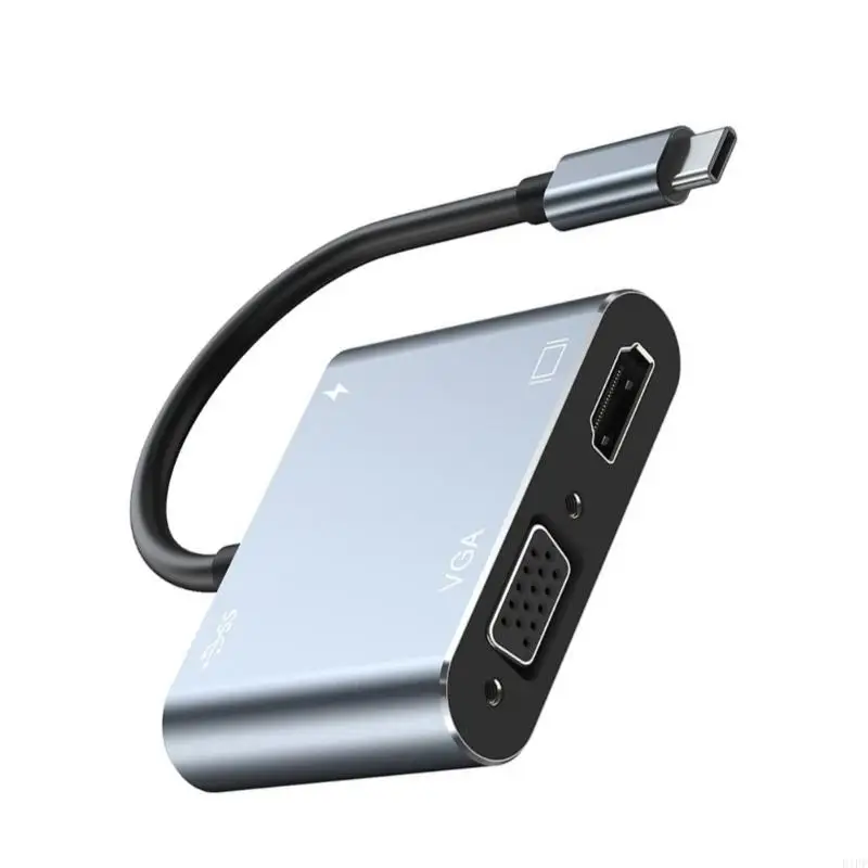E1PF USB CからVGAアダプター4K出力USB 3.0ハブアルミニウム合金コンバーターラップトップアクセサリーを使用するためのラップトップアクセサリー