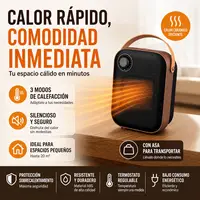 Calefactor Cerámico Portátil de 1500W con Termostato Regulable y 3 Modos de Calor, Estufa Eléctrica de Bajo Consumo para Baño y Dormitorio con Asa de Transporte, 19.1x12.8x24.5cm