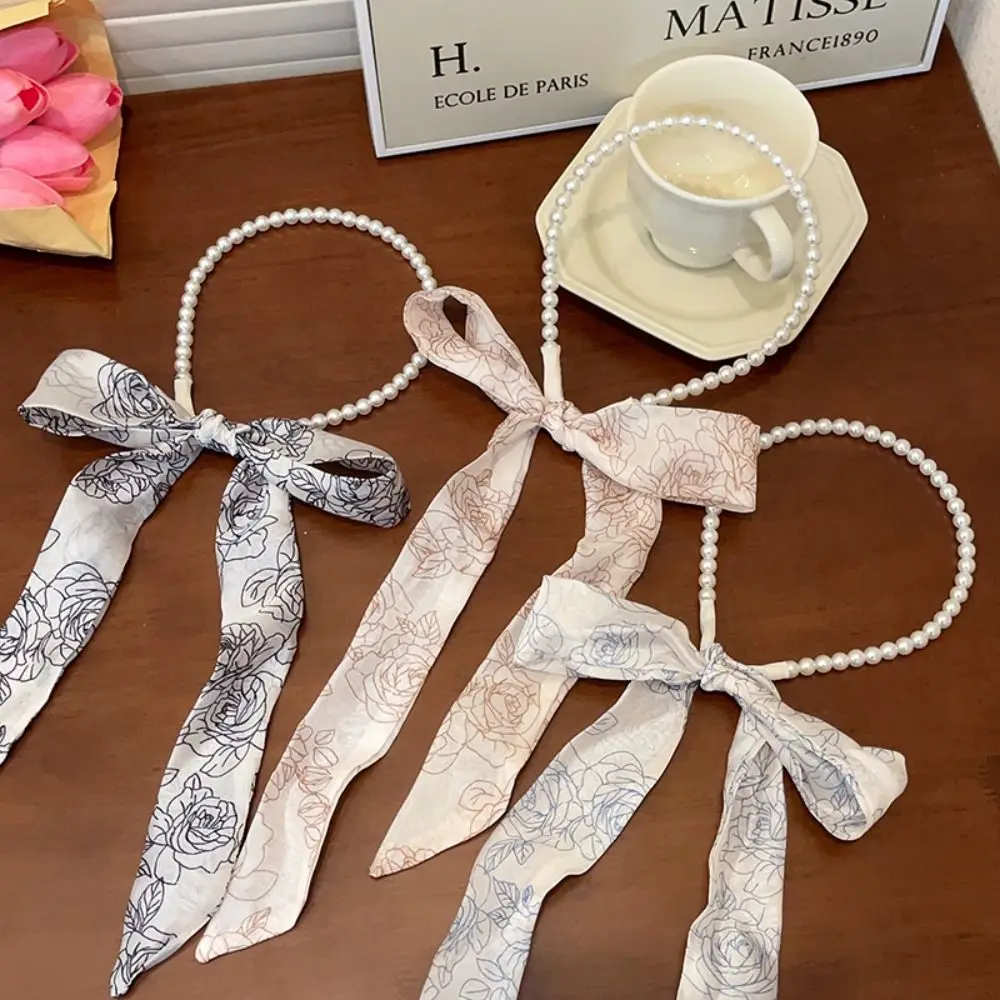 

Обруч для волос в стиле ретро с узором розы, лента для волос с жемчужинами, обруч для волос с шариковым сердечником, темпераментная стильная женская одежда для волос, милые аксессуары для волос