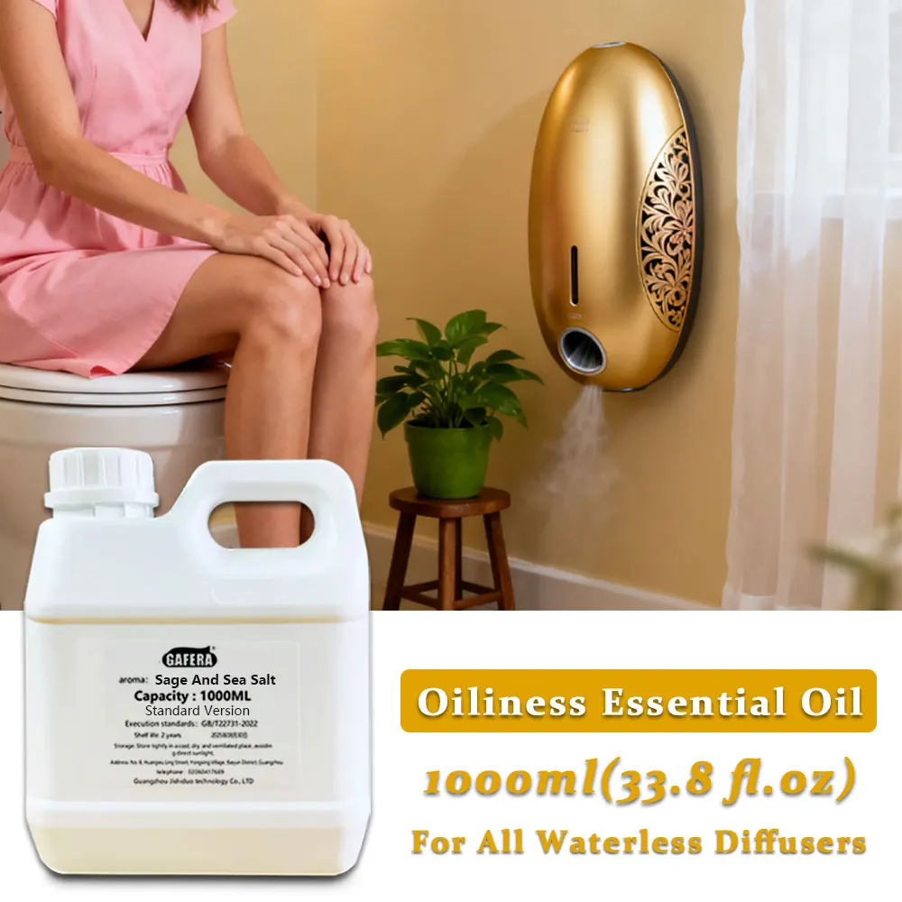 

GAFERA 1000ml(33.8 fl.oz) Sage And Sea Salt/Rose Essential Oil - For All Waterless Diffuser, Diffuser Replenish Aromatherapy Oil