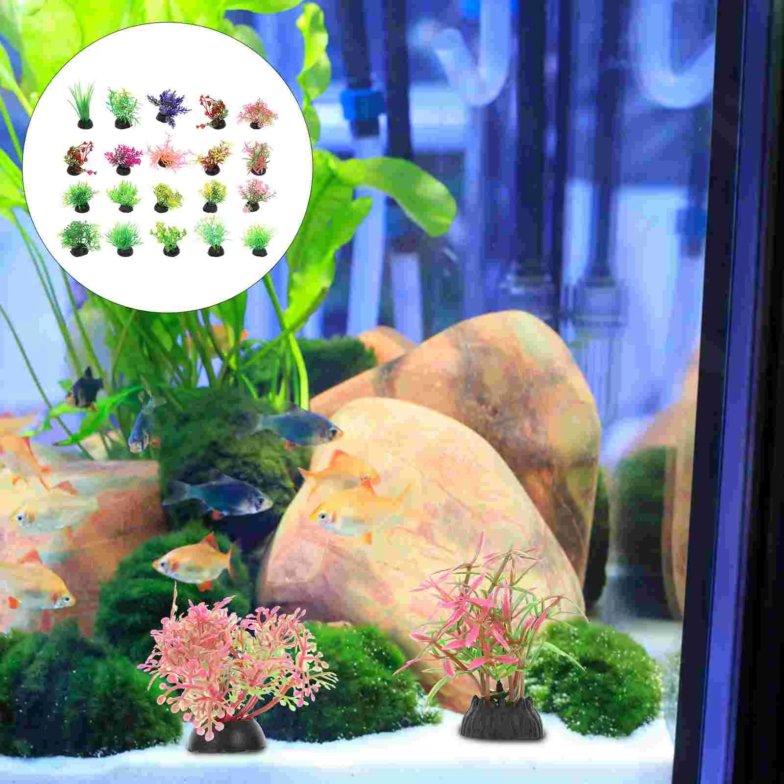 20 Pcs Fish Tank Landscaping Water Plants Seeds for Planted Aquariums Decoration Decors Terrarium Succulent Planters Artificial