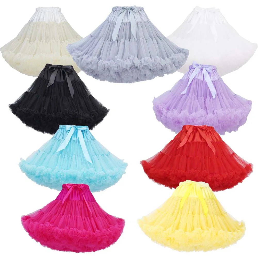 Womens Fluffy Party Dance Tutu Skirt Girls Lolita Petticoat Ball Gown Underskirt Swing Short Dress Cosplay Rockabilly Crinoline