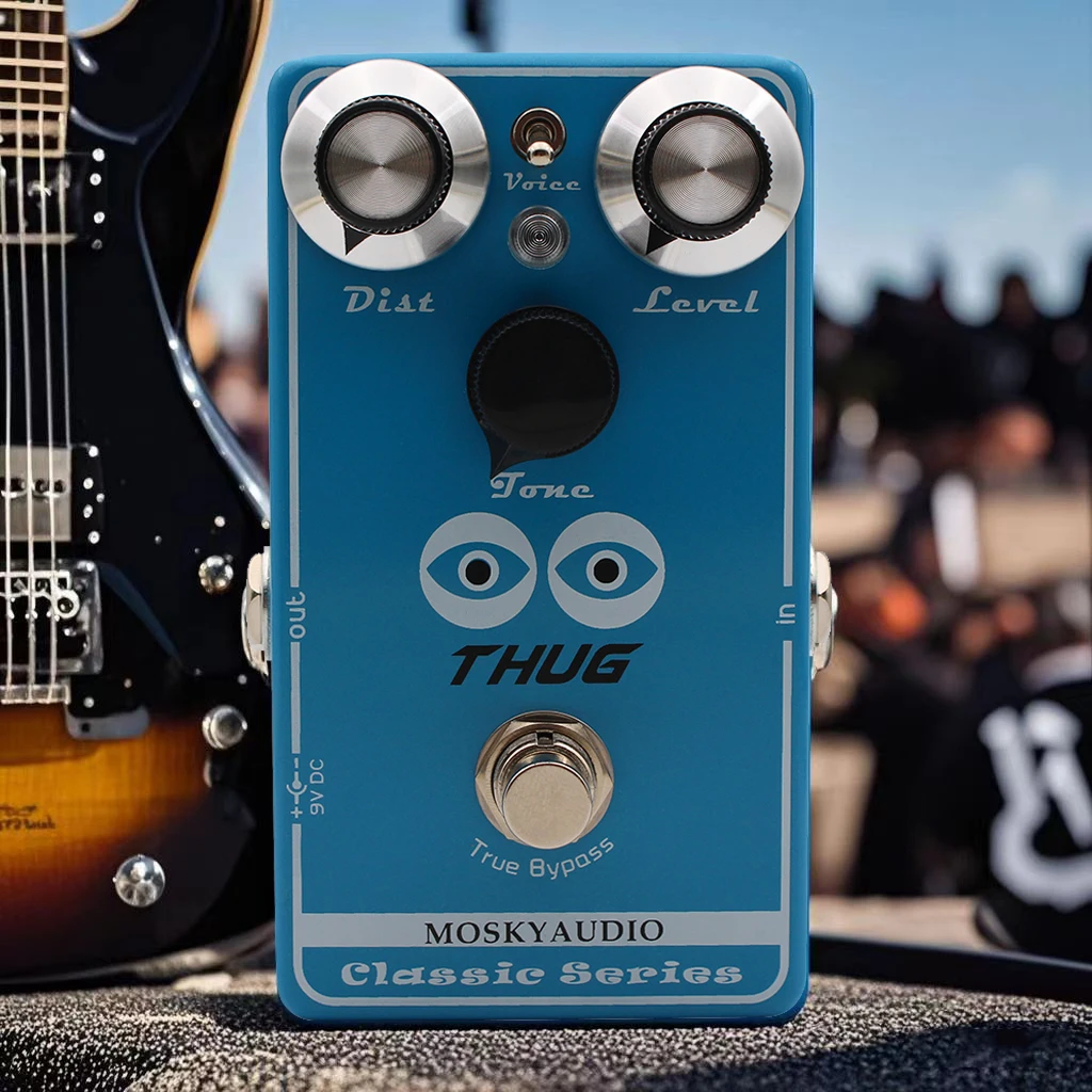 

Педаль эффектов искажения Mosky Thug с высоким коэффициентом усиления для электрогитары, 3 тона искажений, с уровнем расстояния и контролем тона