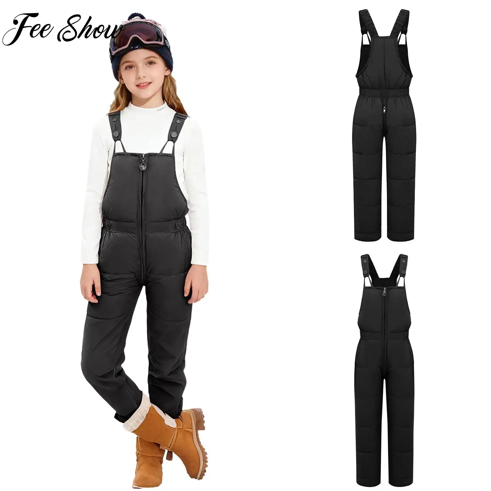 

Kids Toddler Snow Jumpsuit Zipper Crotch Elastic Shoulder Straps Padded Overalls for Indoor And Outdoor Activities Skiing Sports
