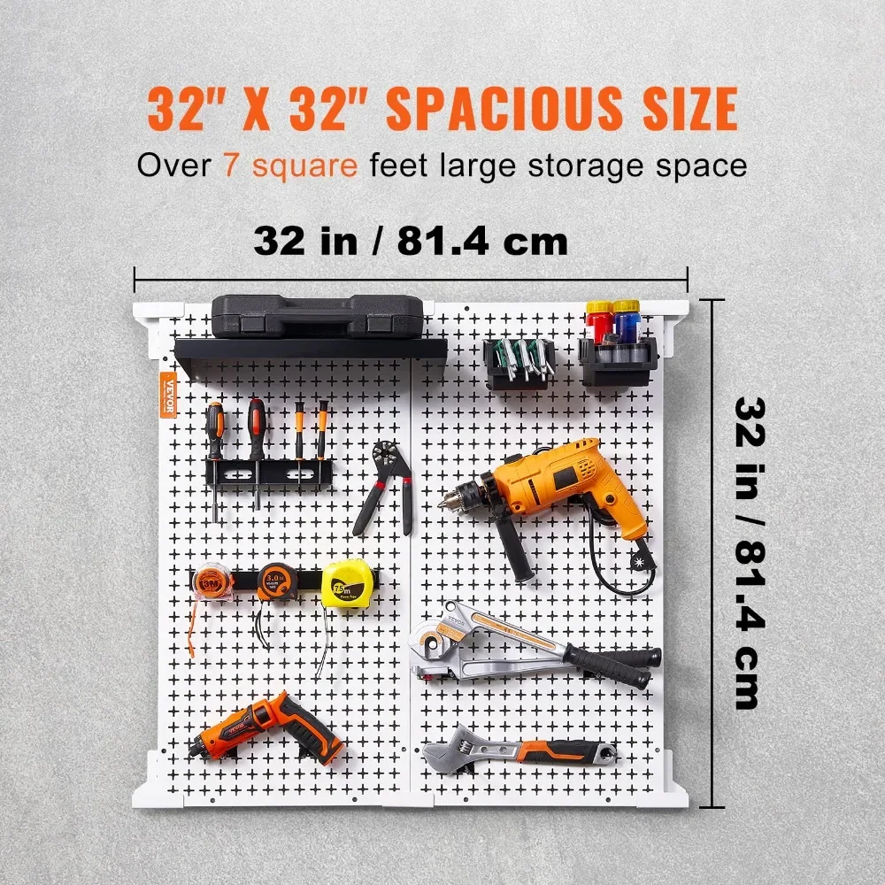 Organizer da parete Pegboard 32 "x 32" 330lbs Organizer per pannello forato per Garage in metallo confezione da 2