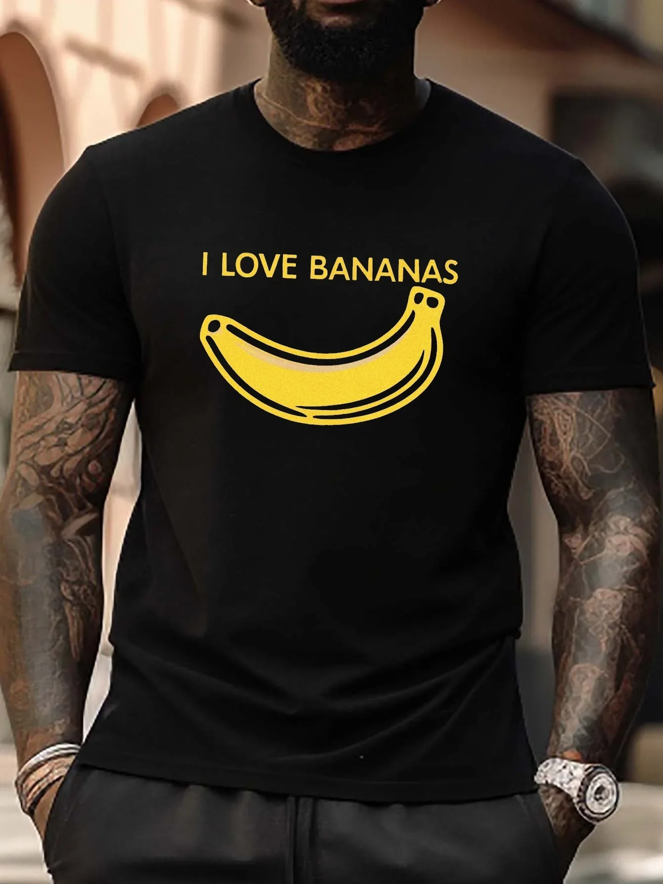 

Шикарные мужские футболки с принтом «Я люблю бананы», рубашки, повседневные, с коротким рукавом, летняя одежда, модная повседневная Уличная одежда, рубашки