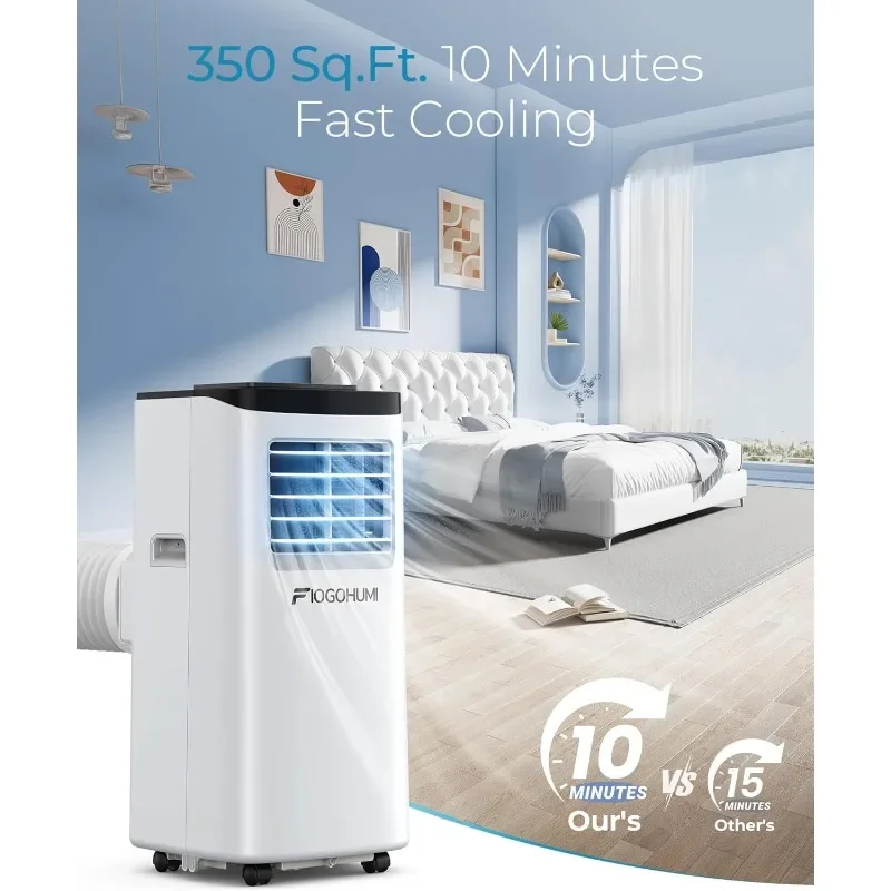 Fiogohumi-ポータブルエアコン,統合された除湿ファン,タイマーとリモコン,窓取り付けキット