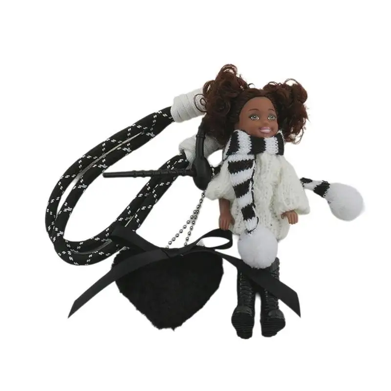 39BD Trendy Doll Keychain with Braided Rope Heart Ornament for Everyday Use and Gifts
