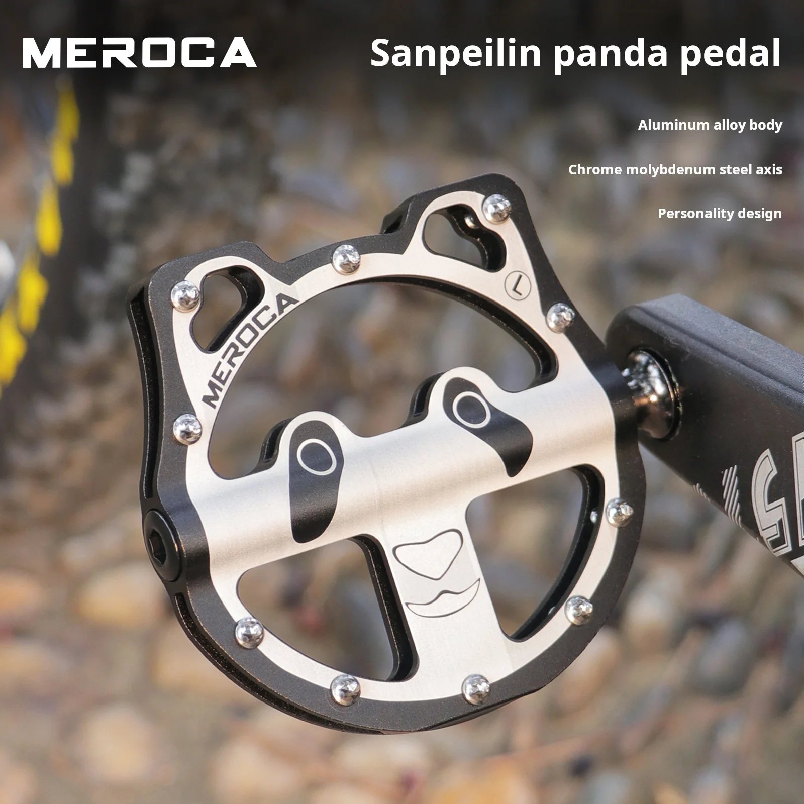 

MEROCA Bicycle Pedal Cartoon Panda Shape 3 Bearing Aluminum Alloy Folding Bike Pedal Non-Slip Mtb Road Bicycle Pedal Bike Riding